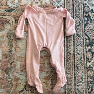 Lemon & Loom Ribbed Pink Footie Pajama